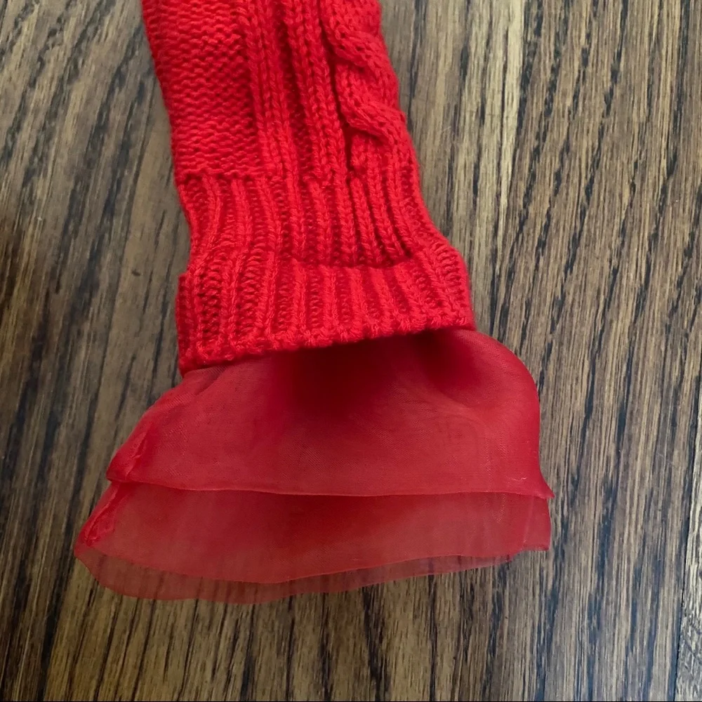 Girls Red Cable-Knit Tutu Dress